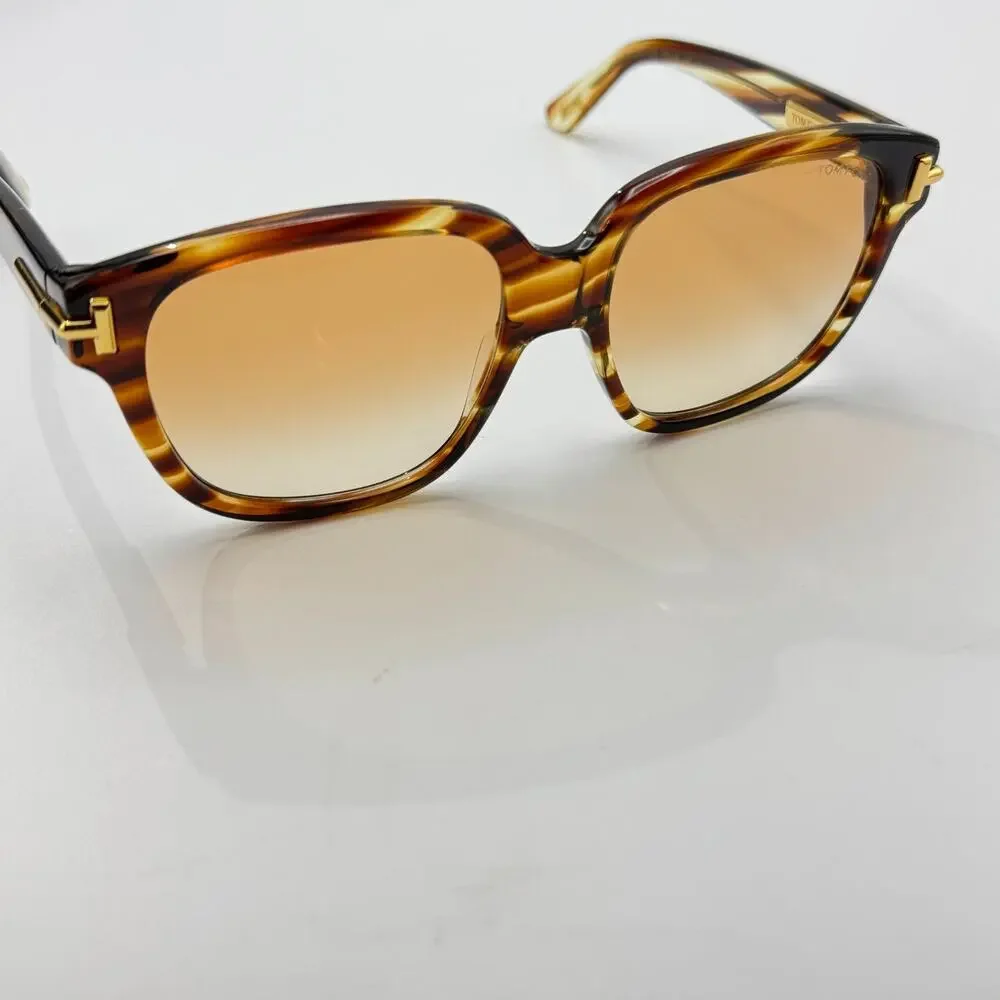 Tom Ford Sunglasses Icon FT1236 55F Havana Square Frame Brown Gradient Lens 58mm